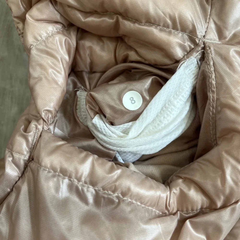 Lululemon Fluffin Awesome Vest Puffer Rose Gold Packable Goose Down Womens 8